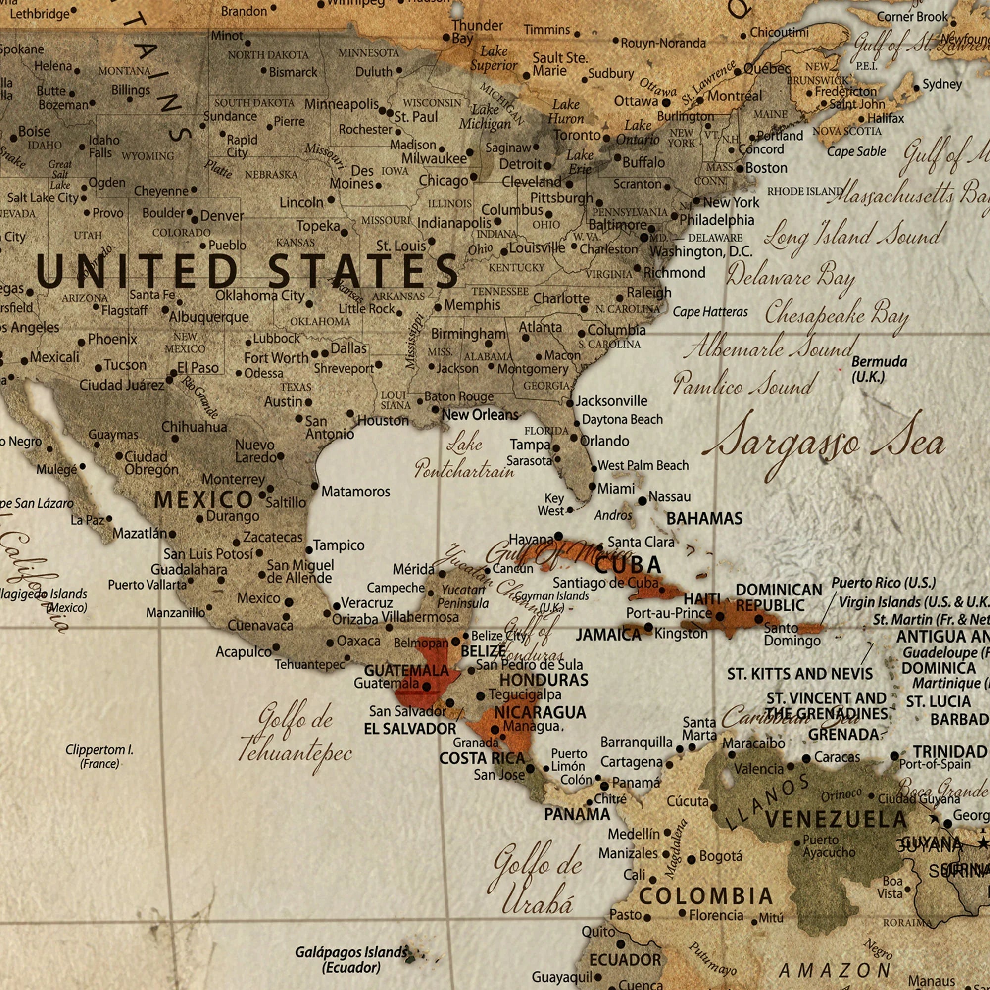 37903085-MGV-CV-36X24-Customize Push Pin Vintage World Map Wall Art Canvas Print – Personalized Kids Room Framed Map Adventure Travel for home, office