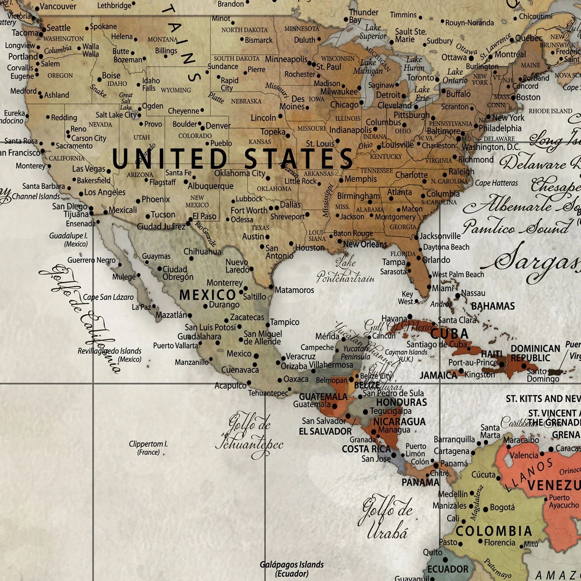 22906161-MGV-CV-36X24-Personalized World Map Wall Art Canvas Print – Custom Push Pin Travel Map for Couples, Families, or Office Decor