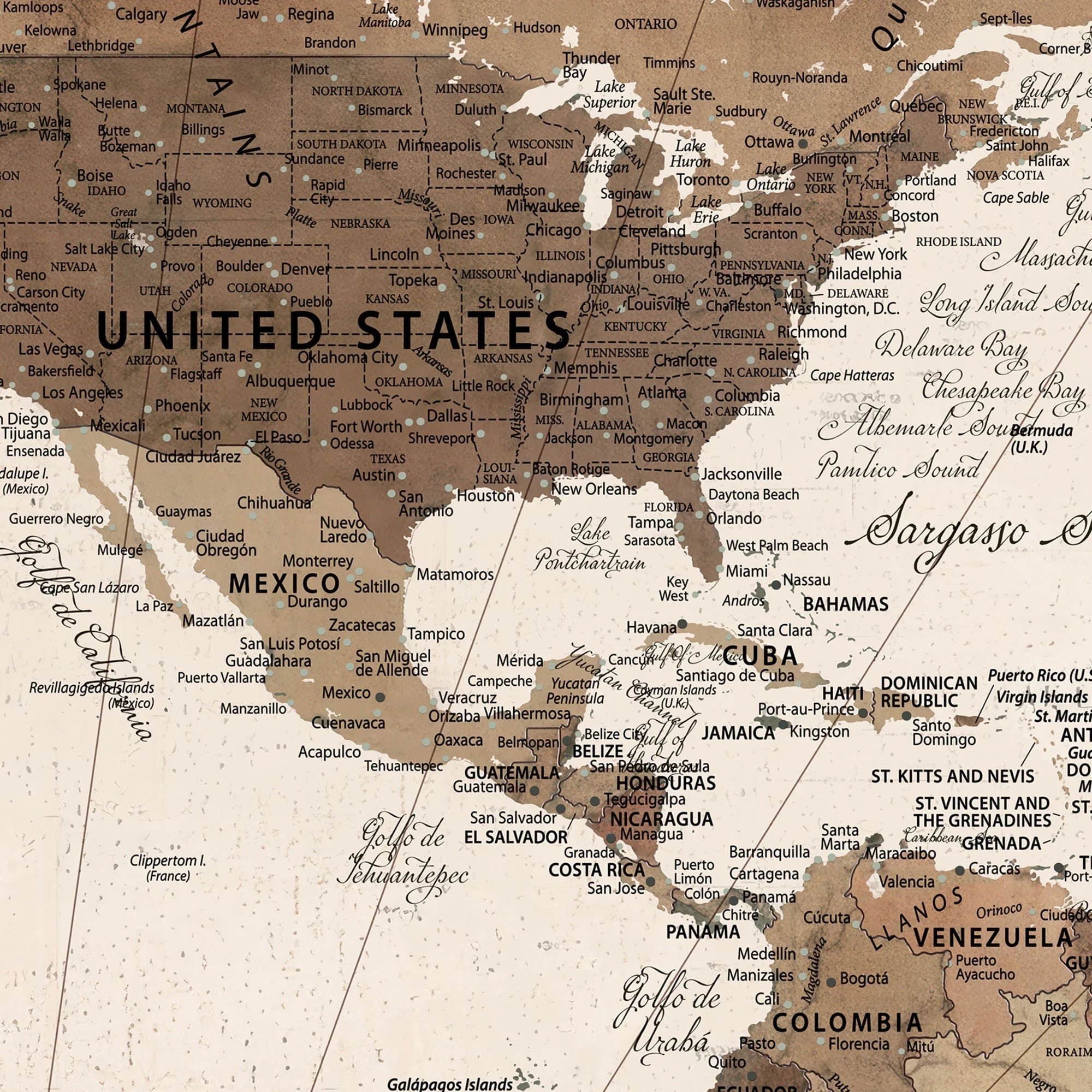 64110351-MGV-CV-36X24-Framed Push Pin World Map Canvas Print – Custom Framed Travel Tracker Artwork with Pins for Home and Office Decor