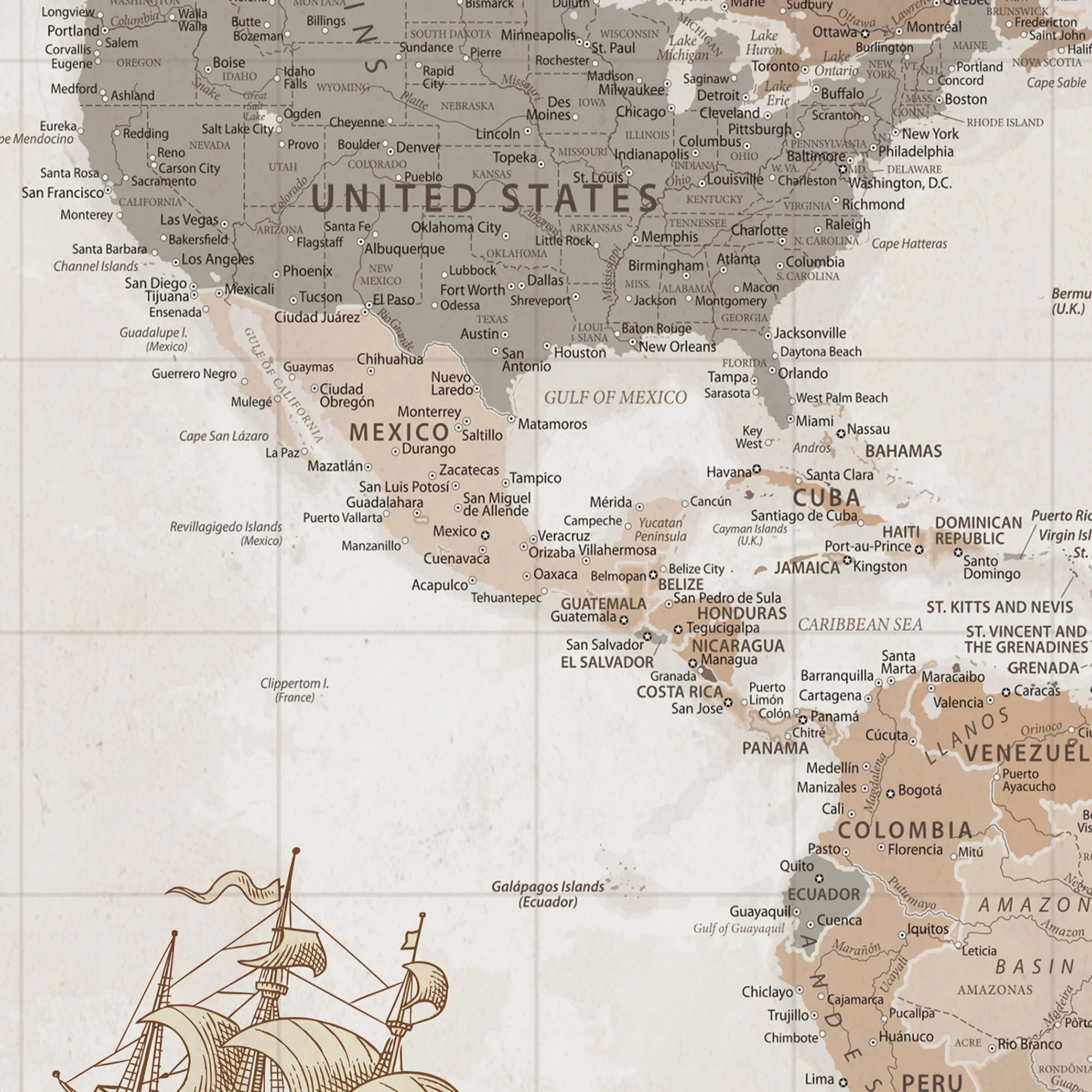 25831578-MGV-CV-36X24-Personalized World Map Wall Art Canvas Print – Customizable Push Pin Framed Travel Map Artwork for Home Office