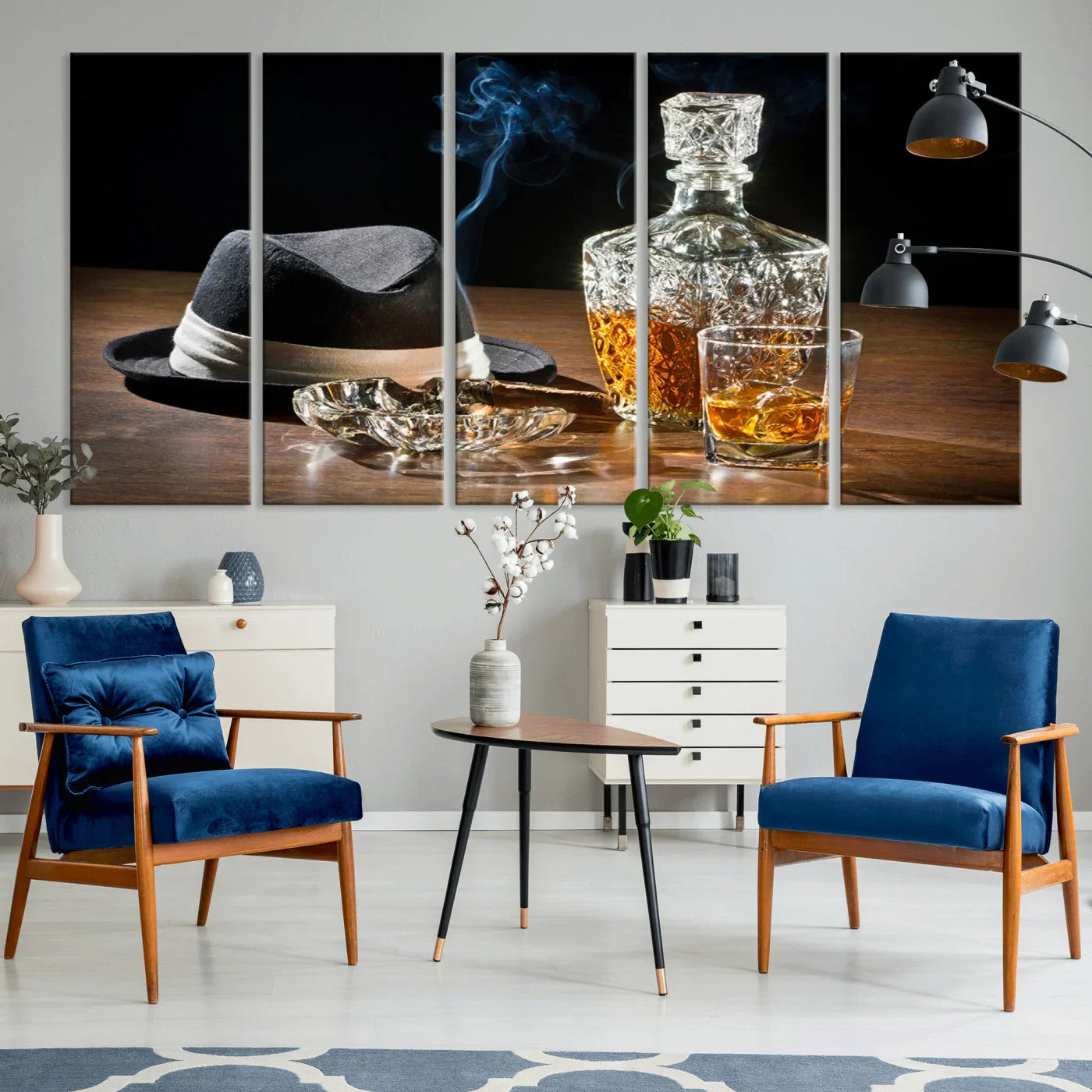 14629-MGV-CV-36X24-Bourbon Whiskey Wall Art Canvas Print, Vintage Bottle and Glass Artwork, Classic Bar Decor for Home, Office