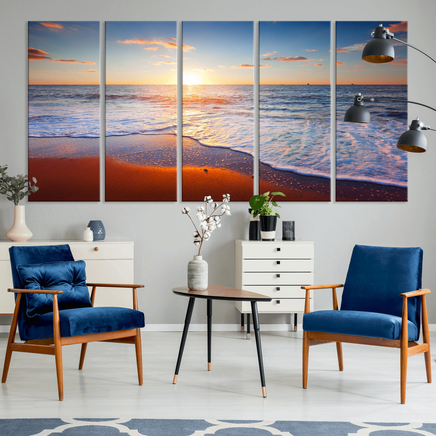 96736-MGV-CV-36X24-Ocean Beach Canvas Wall Art Beach Canvas, Coastal Sunset Tropical Island Beach Sunset Artwork Print