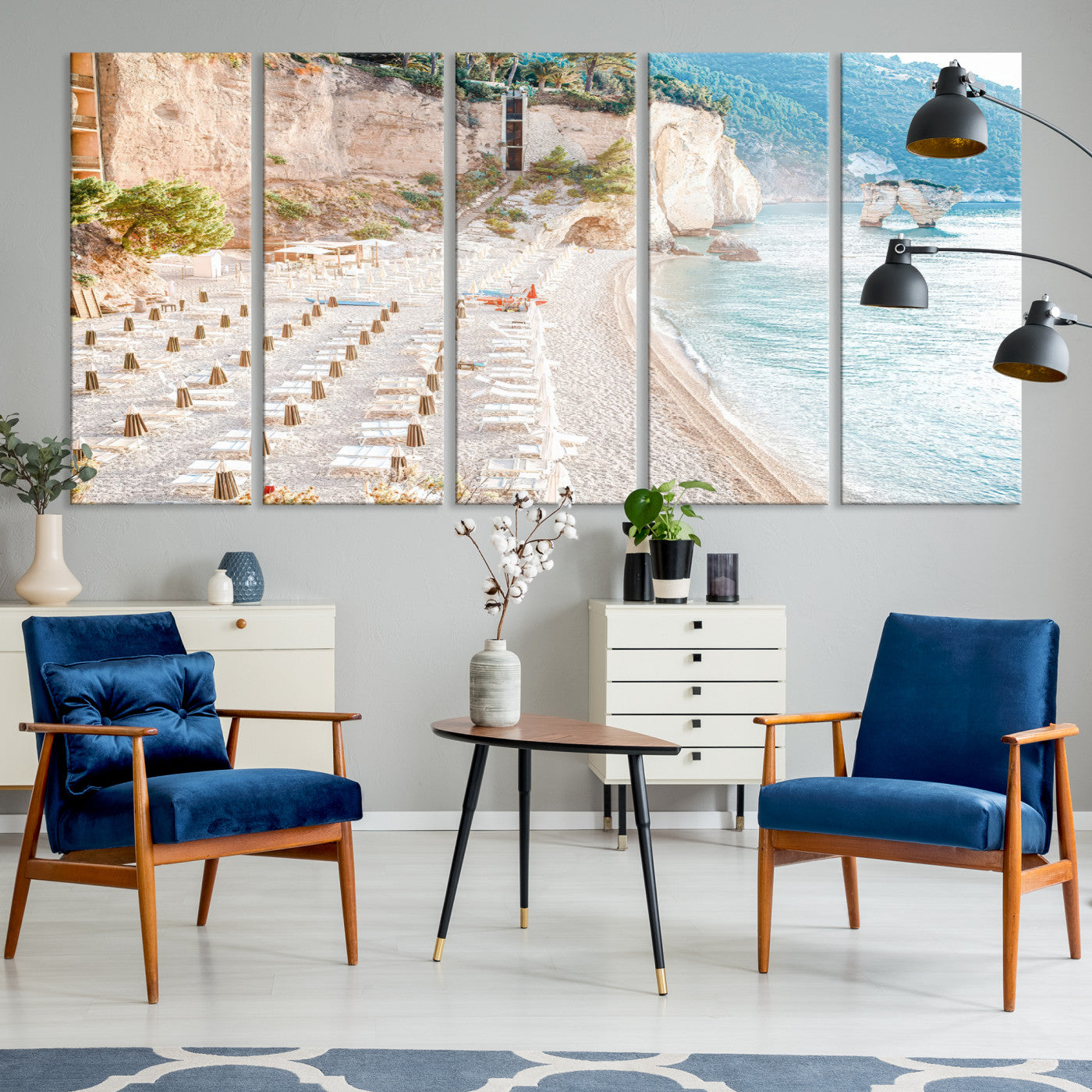 -Beach Wall Art Canvas Print, Framed Coastal Art Picture Print, Summer Shore Perfect Coastal Decor