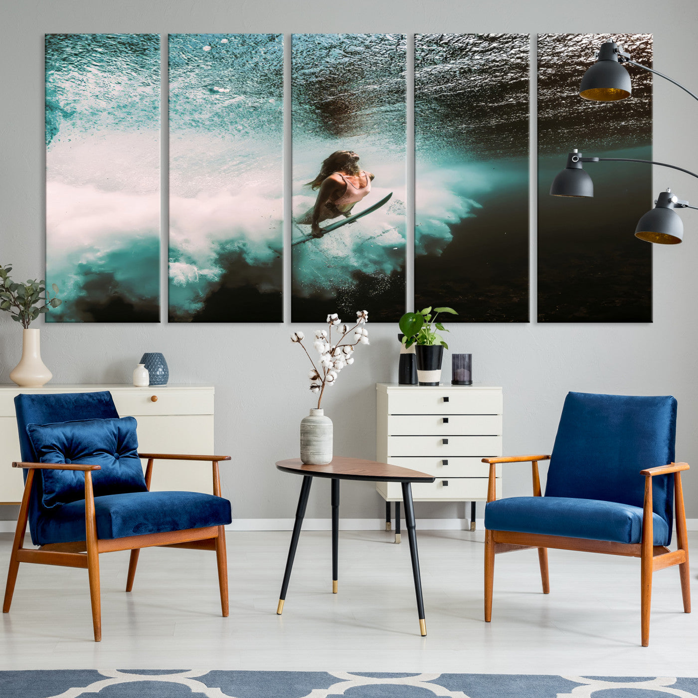 85923512-MGV-CV-40X27-Vibrant Aquatic Motion Wall Art Canvas Print – Framed Underwater Swimming Scene Artwork for Home, Office Decor