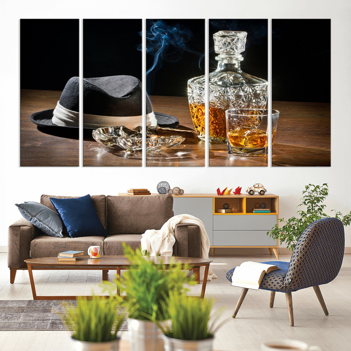 14629-MGV-CV-60X31-5P-Extra Large Bourbon Decor Whiskey Wall Art Canvas Print