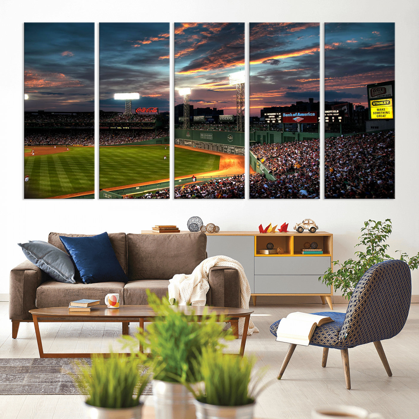 66781-MGV-CV-80X40-5P-Fenway Park Wall Art Canvas Print | Large Baseball Stadium Canvas Print for Boston Red Sox Fans |