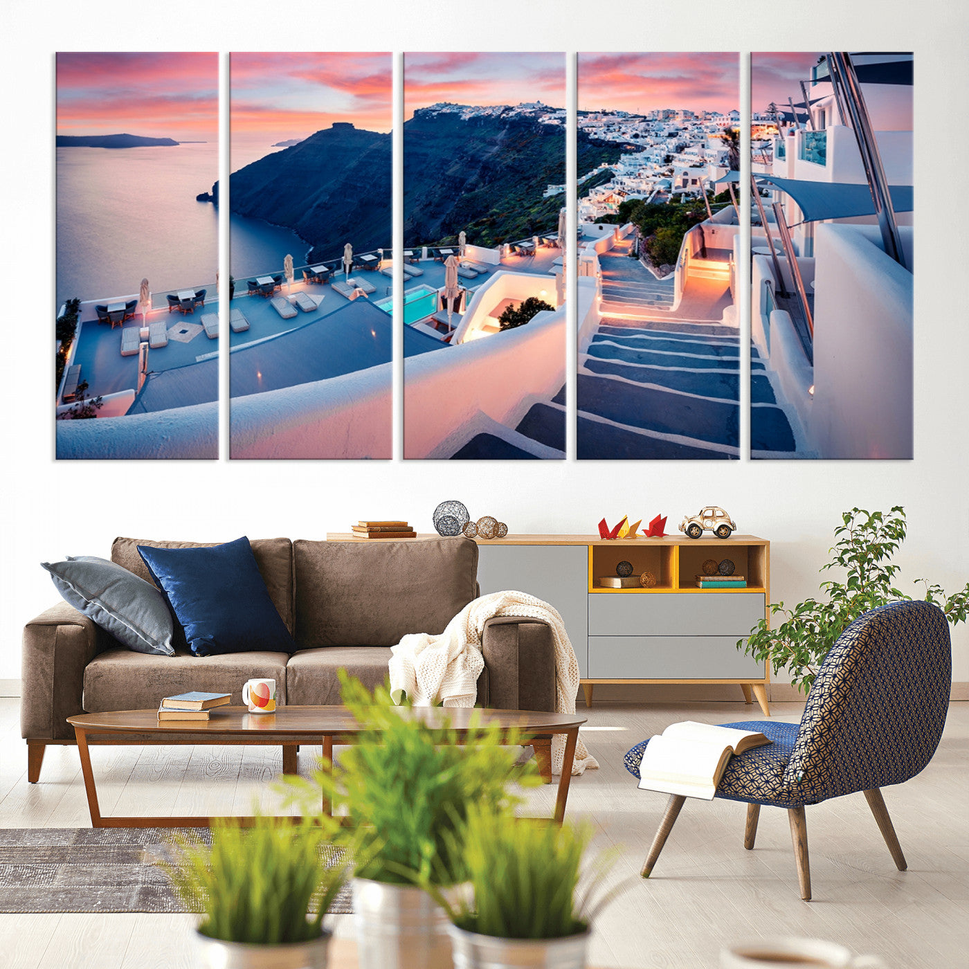 65067-MGV-CV-60X31-5P-Greece Santorini Wall Art Landscape Canvas Print