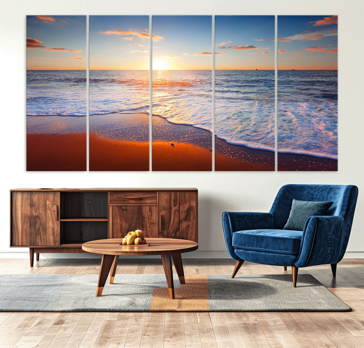96736-MGV-CV-36X24-Tropical Ocean Sunset Wall Art Canvas Print, Golden Beach Horizon Coastal Island Decor for Home, Office