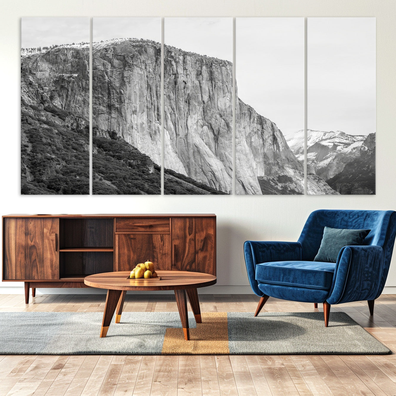 39393420-MGV-CV-36X24-El Capitan Wall Art Canvas Print – Framed Yosemite Cliff Monochrome Mountain Landscape Nature Artwork for Home Office