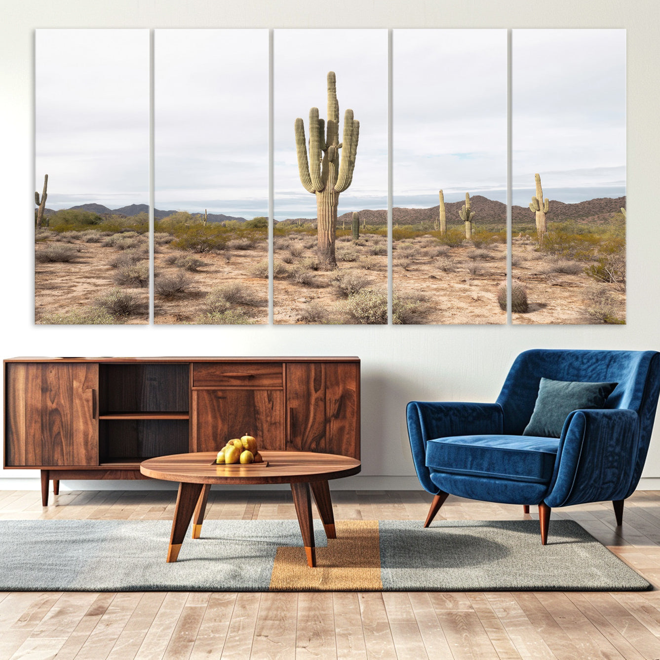 -Saguaro Cactus Wall Art Canvas Print, Framed Desert Art Picture Print, Minimalism Perfect Boho