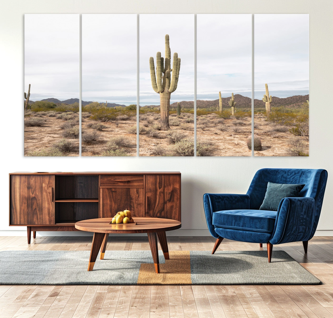 96147924-MGV-CV-36X24-Saguaro Cactus Wall Art Canvas Print – Framed Desert Landscape Minimalist Boho Nature Artwork for Home Office