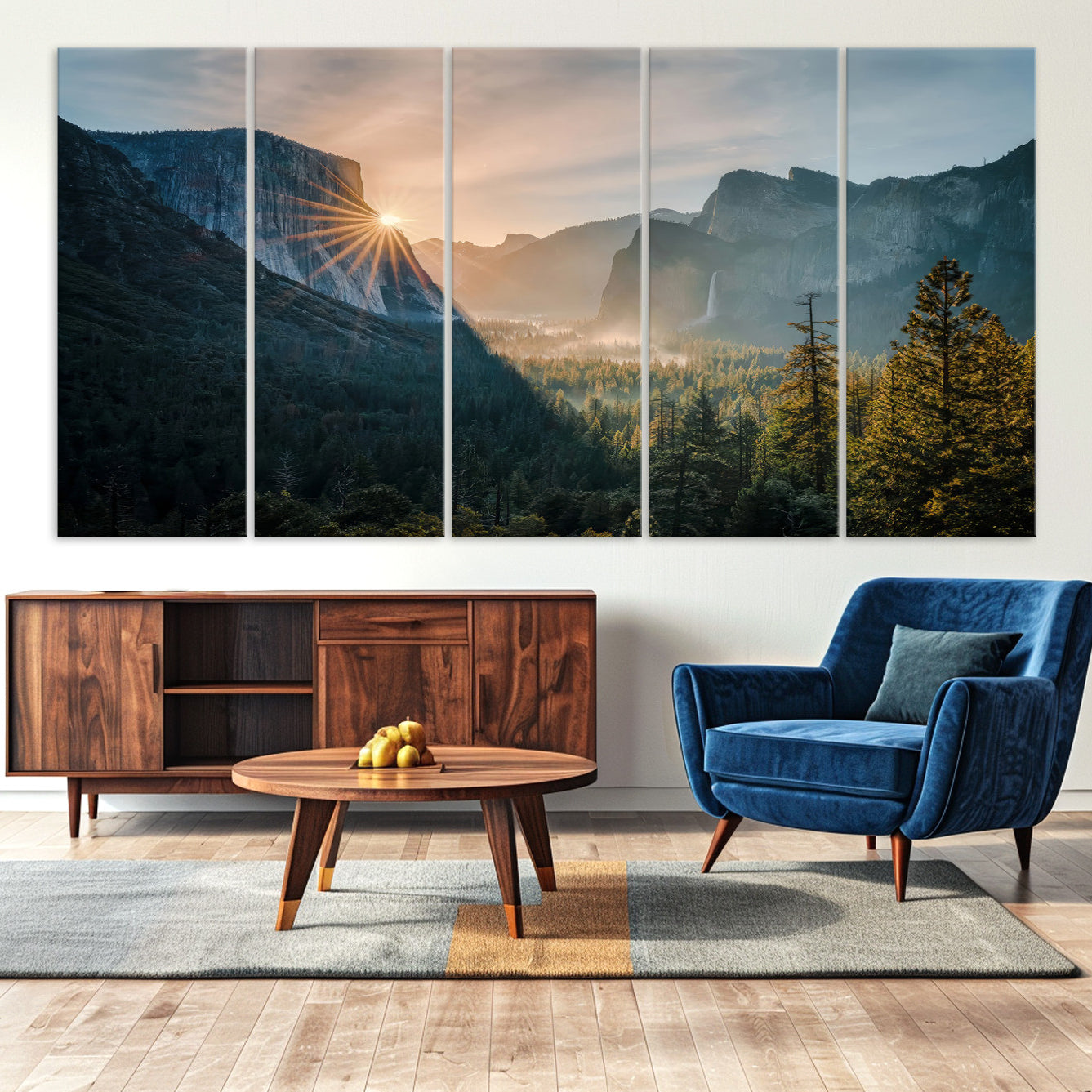51605481-MGV-CV-36X24-Yosemite Valley Wall Art Canvas Print – Framed Mountain Landscape National Park Scenic Nature Artwork for Home Office