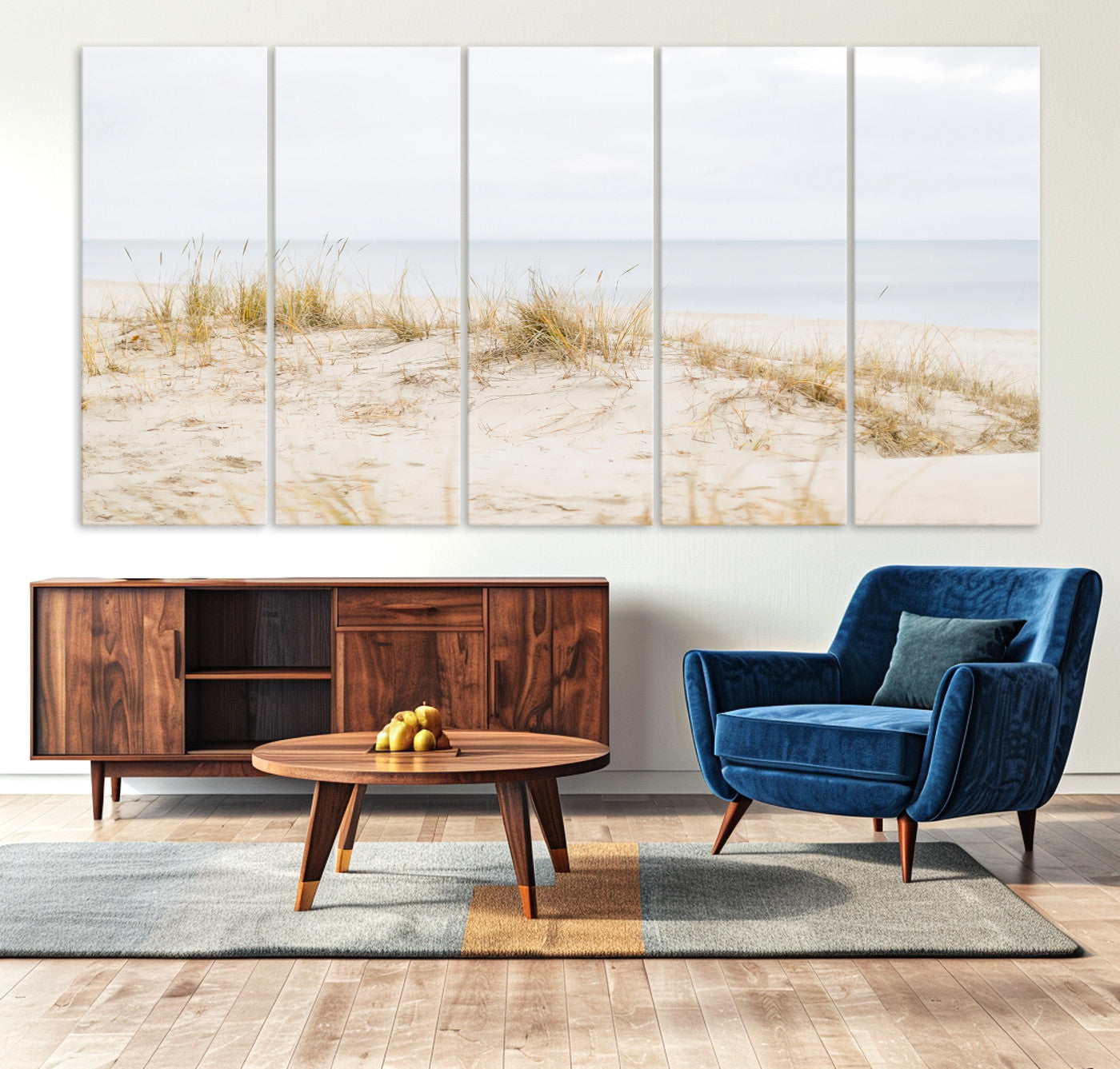 -Beach Dunes Wall Art Canvas Print, Framed Coastal Grass Art Picture Print, Sand Perfect Minimalist