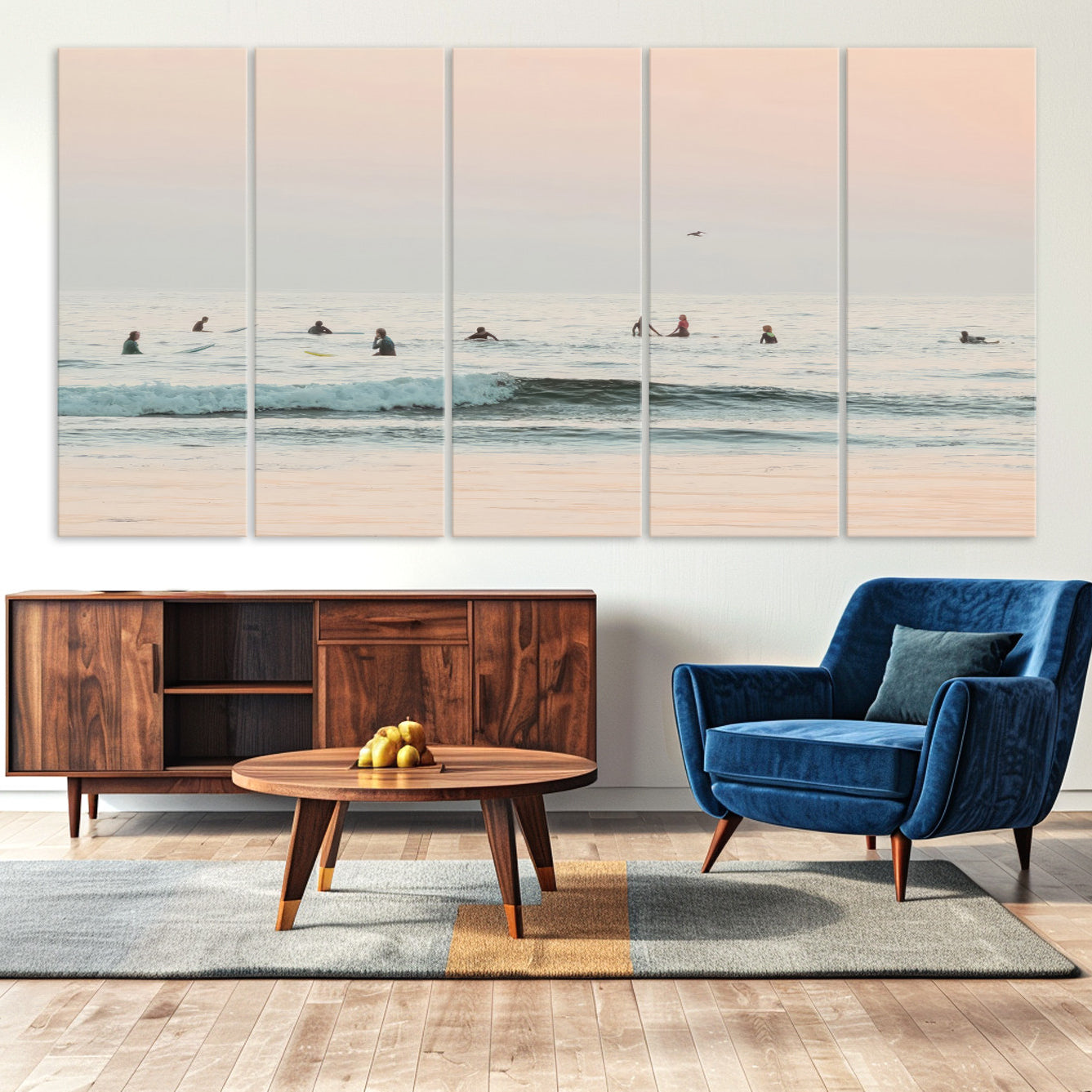 98888919-MGV-CV-36X24-Pastel Ocean Wall Art Canvas Print – Framed Soft Sunset Calm Sea Coastal Minimalist Seascape Artwork for Home Office