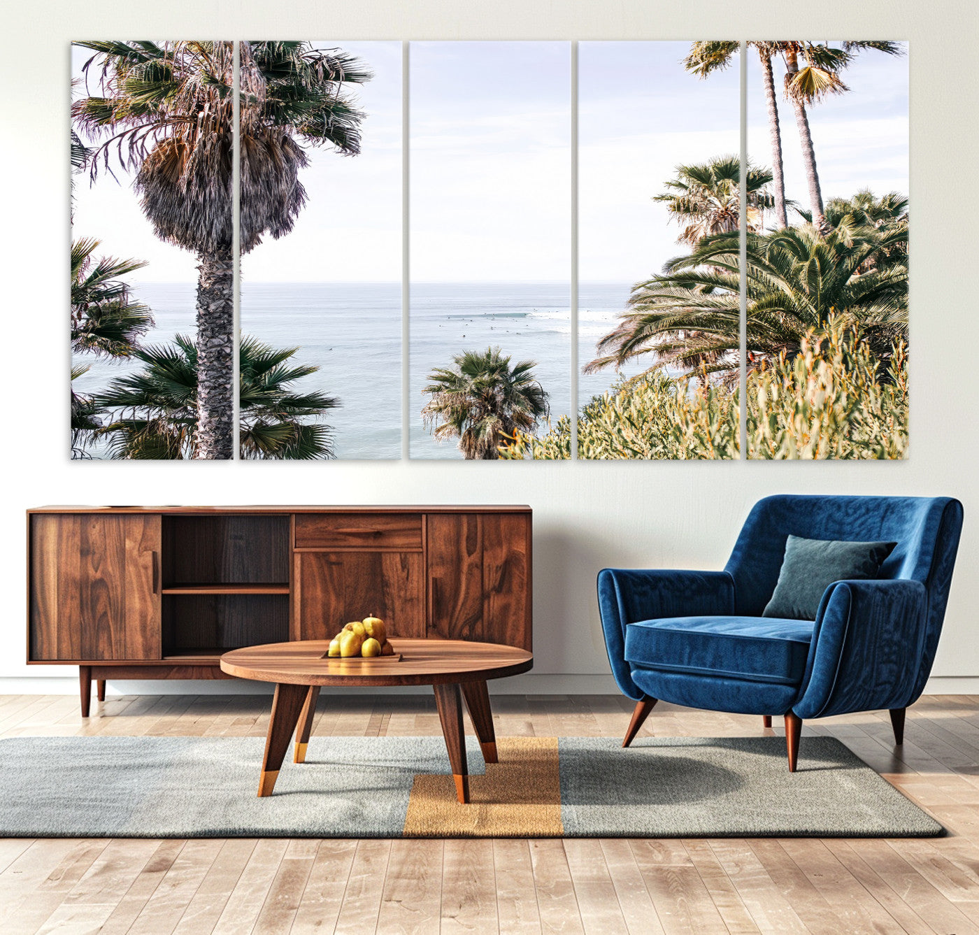 51404565-MGV-CV-36X24-Coastal Palm Trees Wall Art Canvas Print – Framed Ocean Breeze Tropical Scene Artwork for Relaxing Home, Office Decor