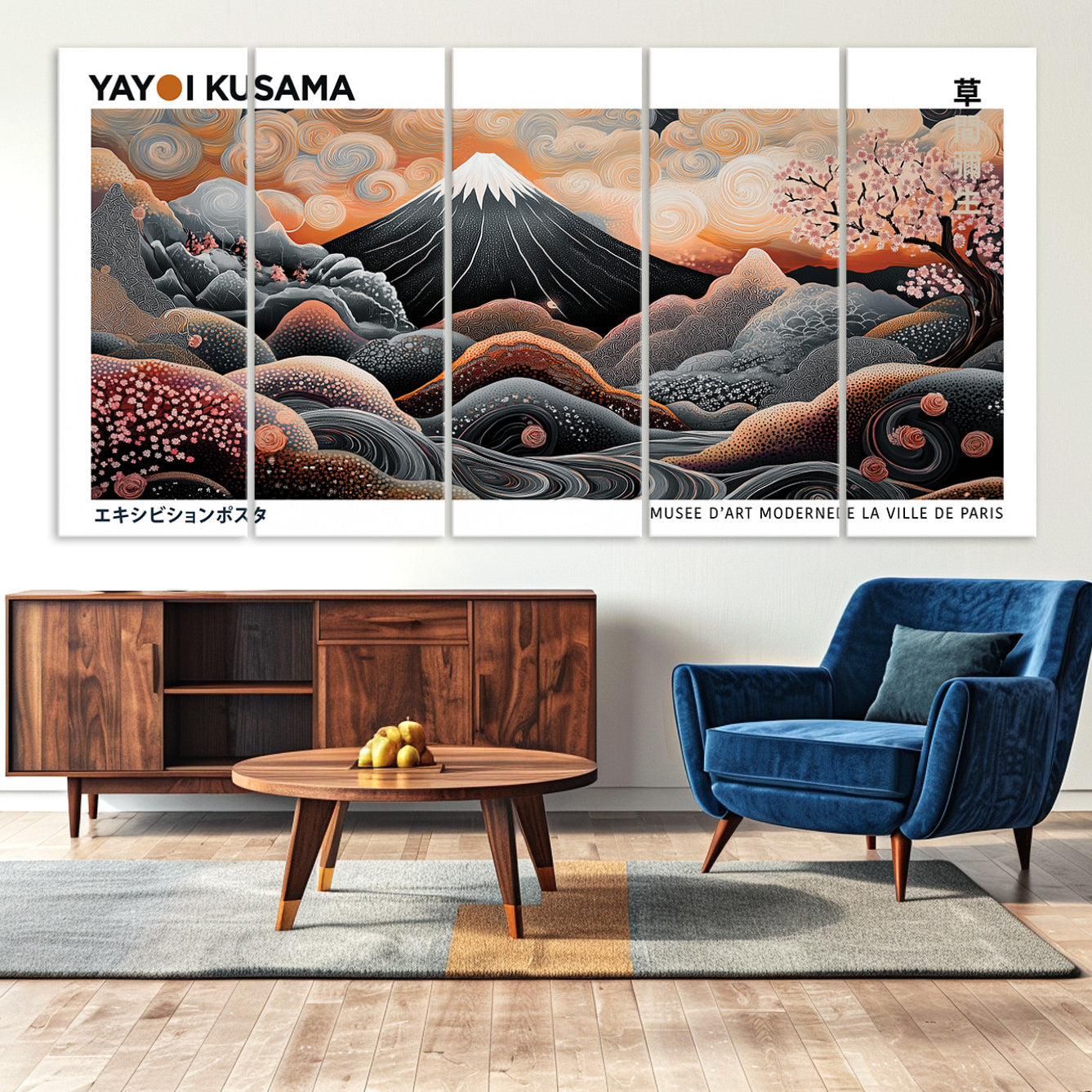 -Yayoi Kusama Wall Art Canvas Print, Framed Contemporary Dot Art Picture Print, Japanese Style