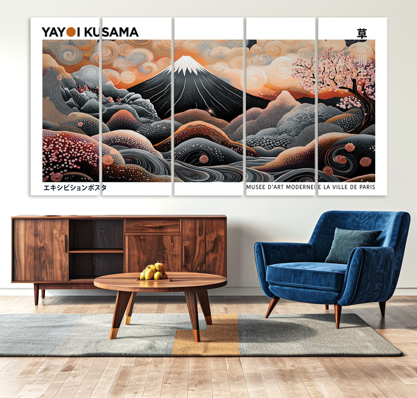 63125329-MGV-CV-36X24-Yayoi Kusama Wall Art Canvas Print – Framed Japanese Dot Art Contemporary Painting for Modern Home Office Decor