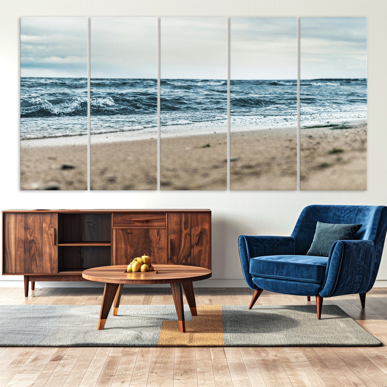 81812590-MGV-CV-36X24-Ocean Wall Art Canvas Print – Moody Coastal Seascape Scene Framed Beach Waves Nature Artwork for Home Office