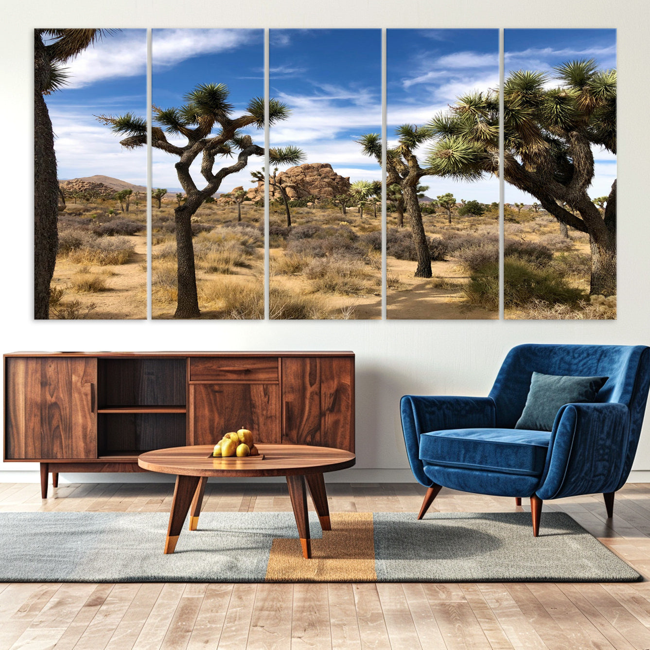-Joshua Tree Desert Wall Art Canvas Print – Framed Southwestern Rustic Earth Tone Nature Scene Artwork for Home Office