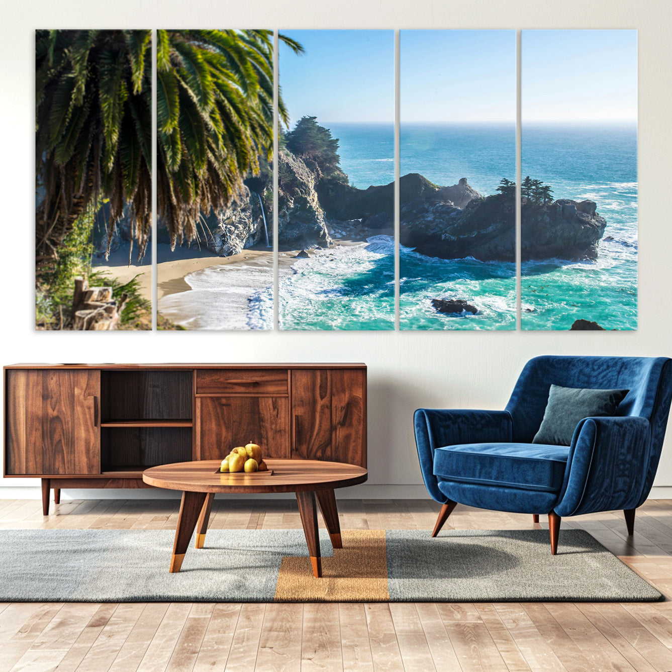 -Big Sur Wall Art Canvas Print – Framed California Coastline Tropical Ocean Photography Scenic Artwork for Home Office