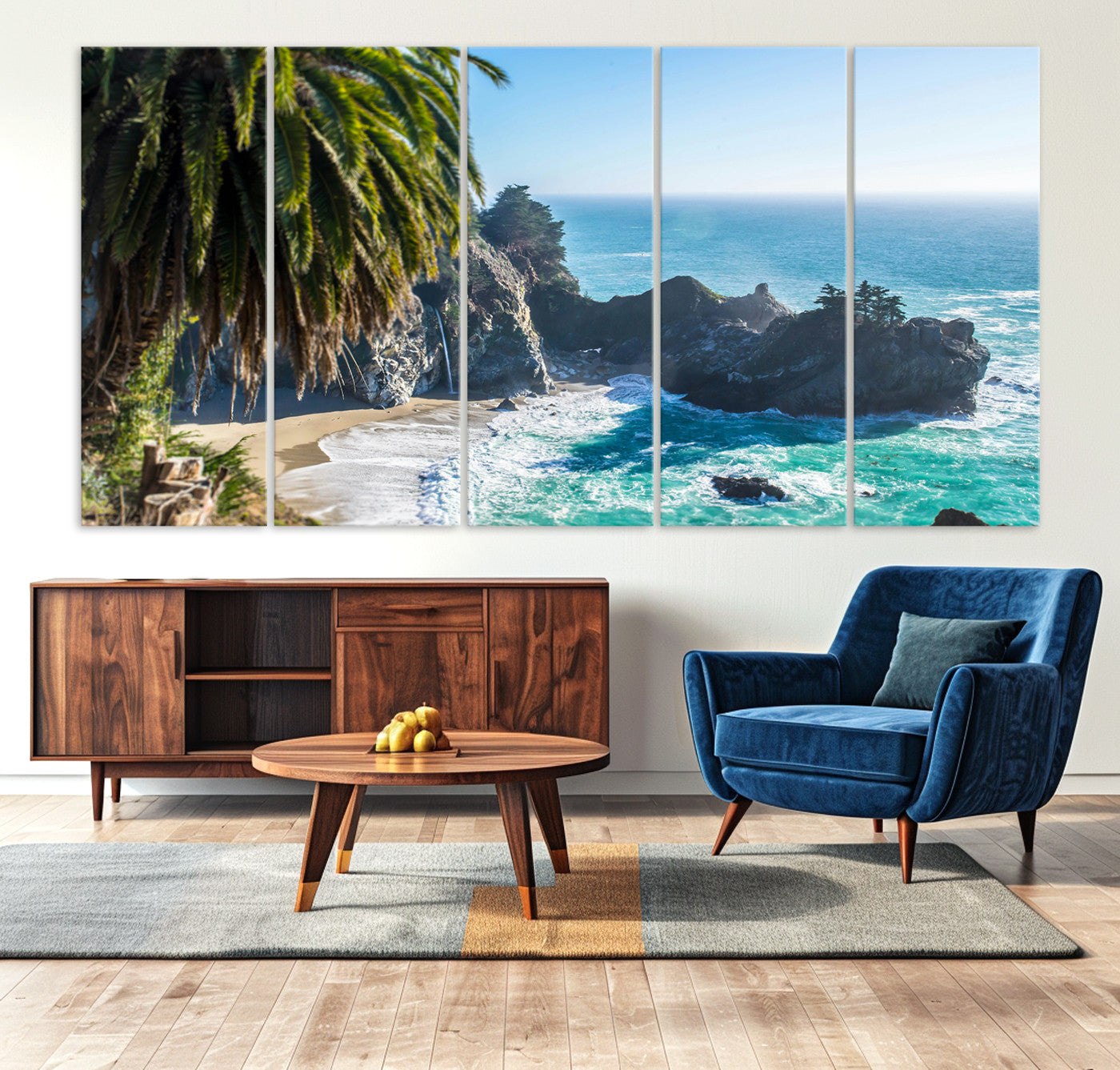 -Big Sur Wall Art Canvas Print – Framed California Coastline Tropical Ocean Photography Scenic Artwork for Home Office