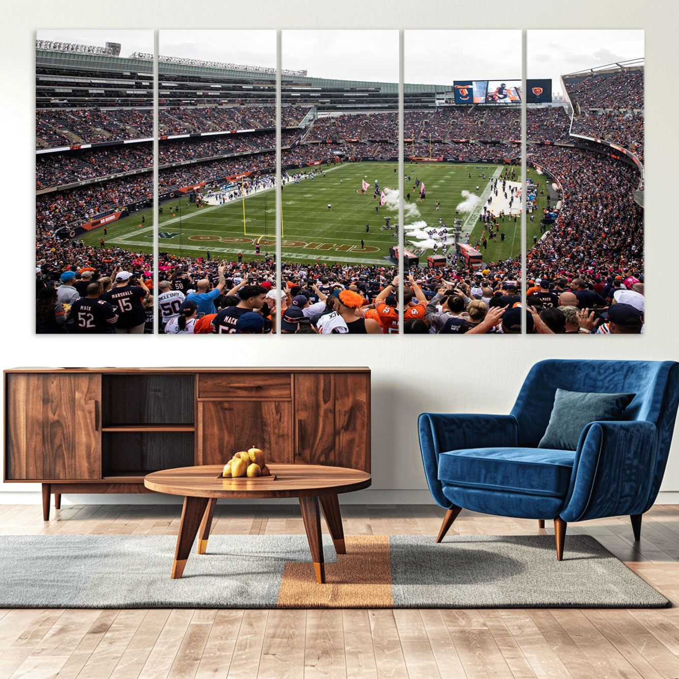 -Chicago Bears Soldier Field Wall Art Canvas Print – Framed NFL Football Stadium Action Crowd Scene for home, office