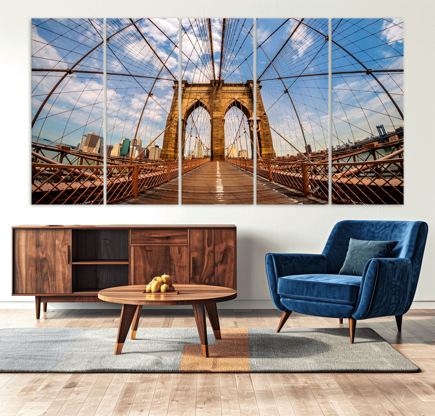 44467-MGV-CV-36X24-Brooklyn Bridge Manhattan Wall Art Canvas Print