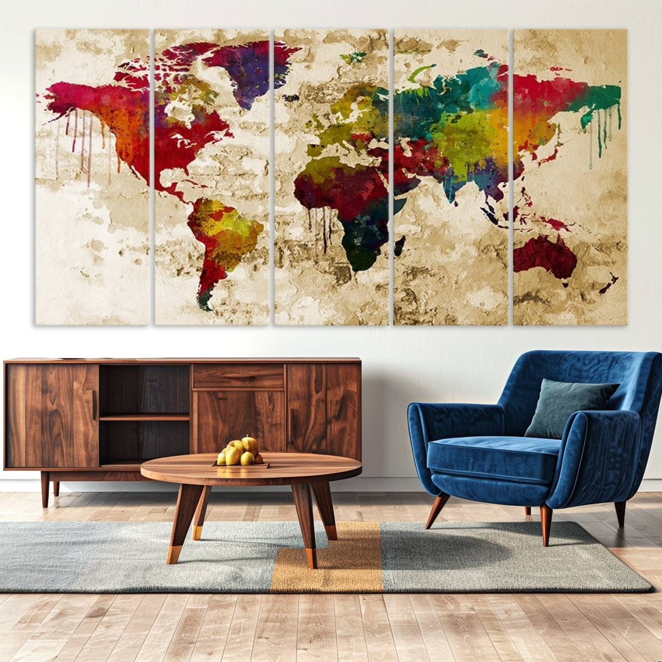 61906-MGV-CV-36X24-World Map Canvas Print – Framed Push Pin Wall Art, Color Splash Travel Map for Modern Home and Office Decor