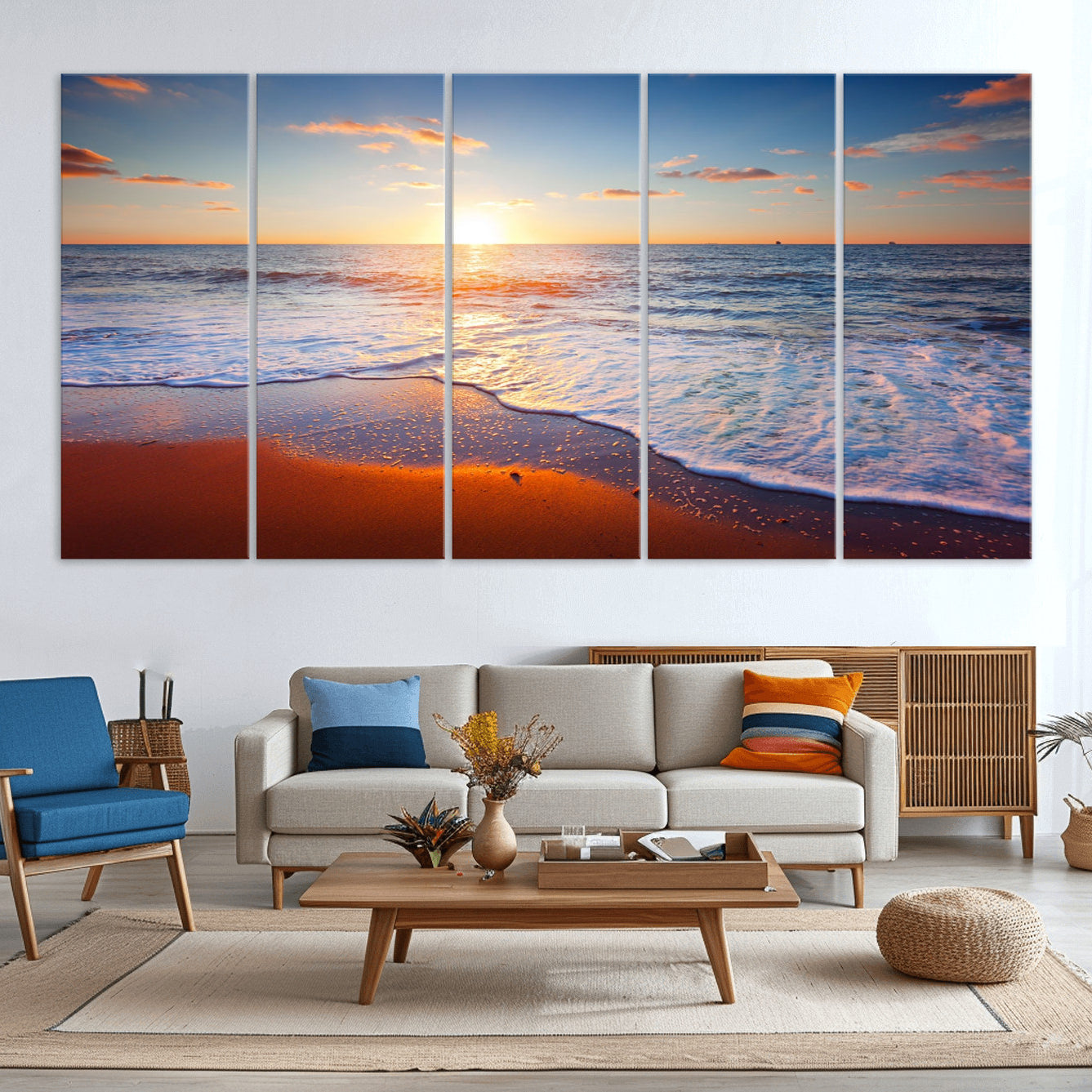 96736-MGV-CV-36X24-Ocean Beach Canvas Wall Art Beach Canvas, Coastal Sunset Tropical Island Beach Sunset Artwork Print for Living Room Home Office Decor, Beach Wall Art, Sea Wall Art