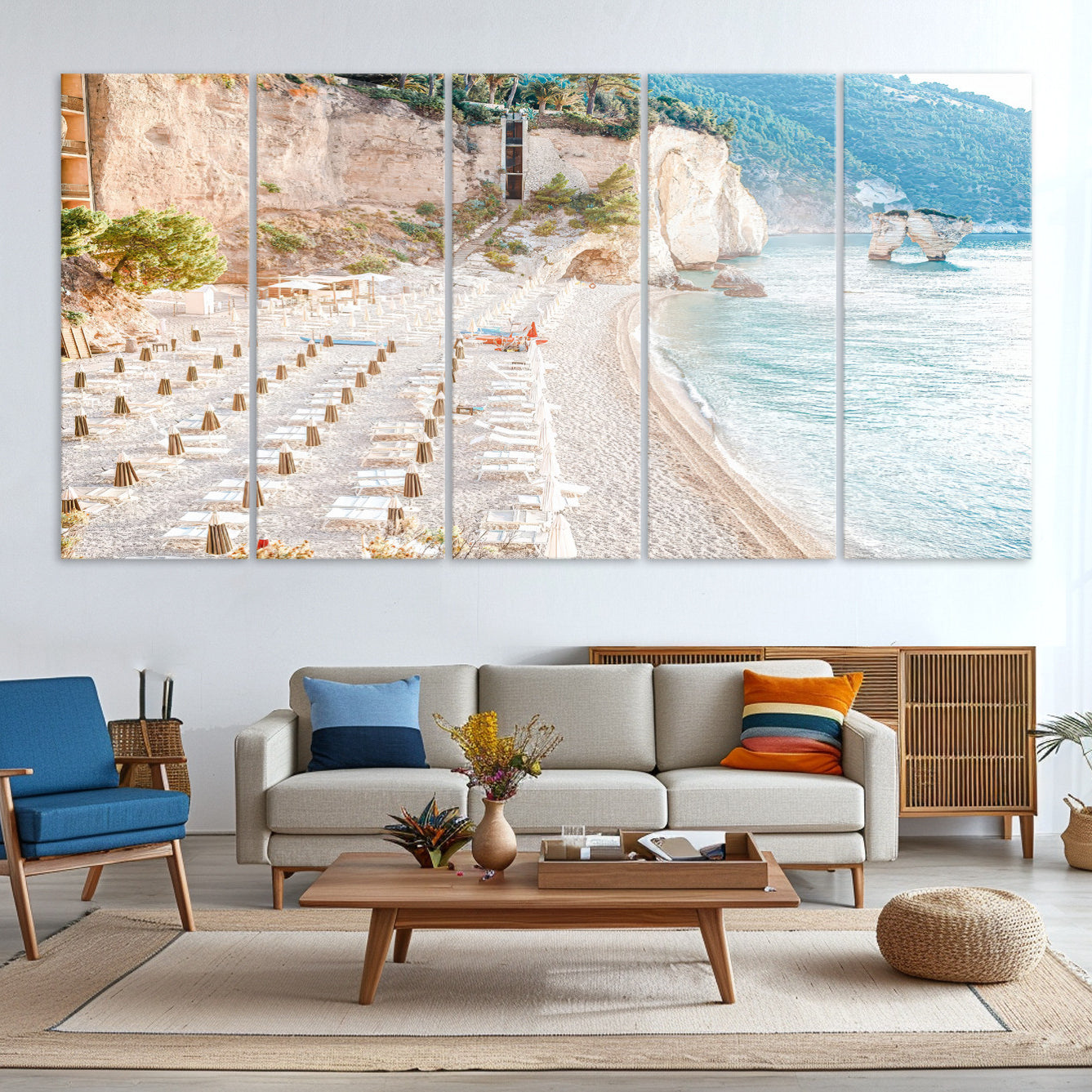 -Beach Wall Art Canvas Print, Framed Coastal Art Picture Print, Summer Shore Perfect Coastal Decor