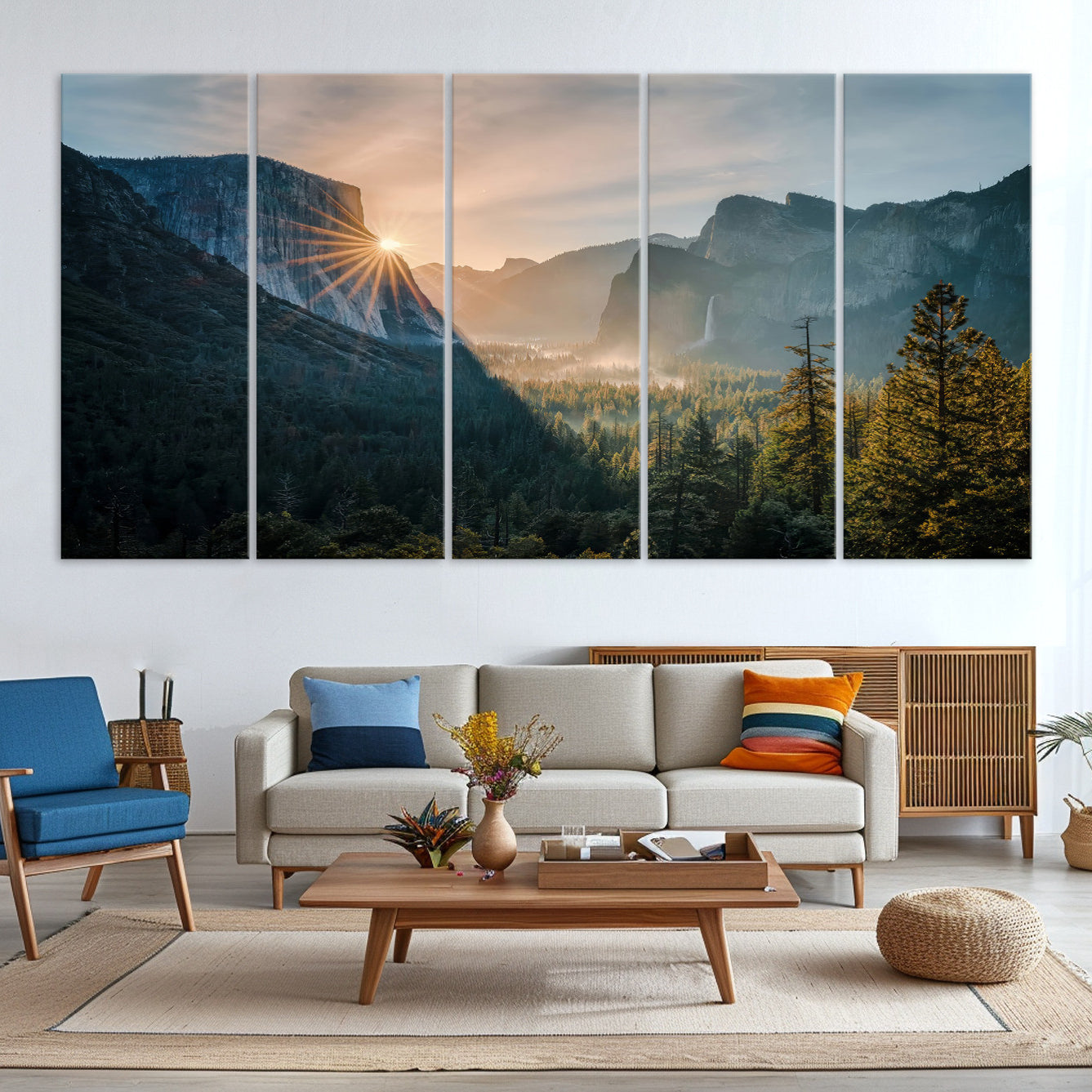 51605481-MGV-CV-36X24-Yosemite Valley Wall Art Canvas Print – Framed Mountain Landscape National Park Scenic Nature Artwork for Home Office