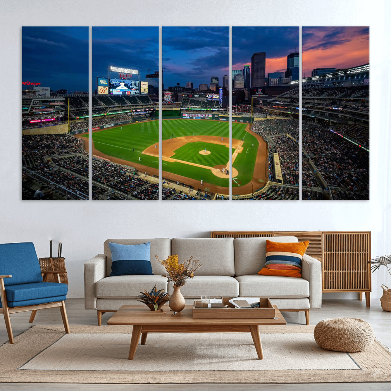 -Target Field Wall Art Canvas Print – Baseball Stadium Minneapolis Major League Baseball Iconic Artwork for home, office