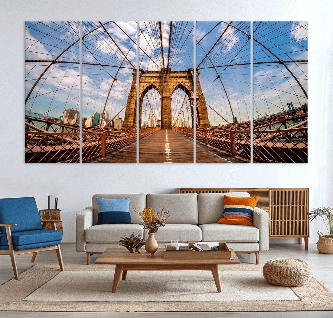 44467-MGV-CV-36X24-Brooklyn Bridge Manhattan Wall Art Canvas Print