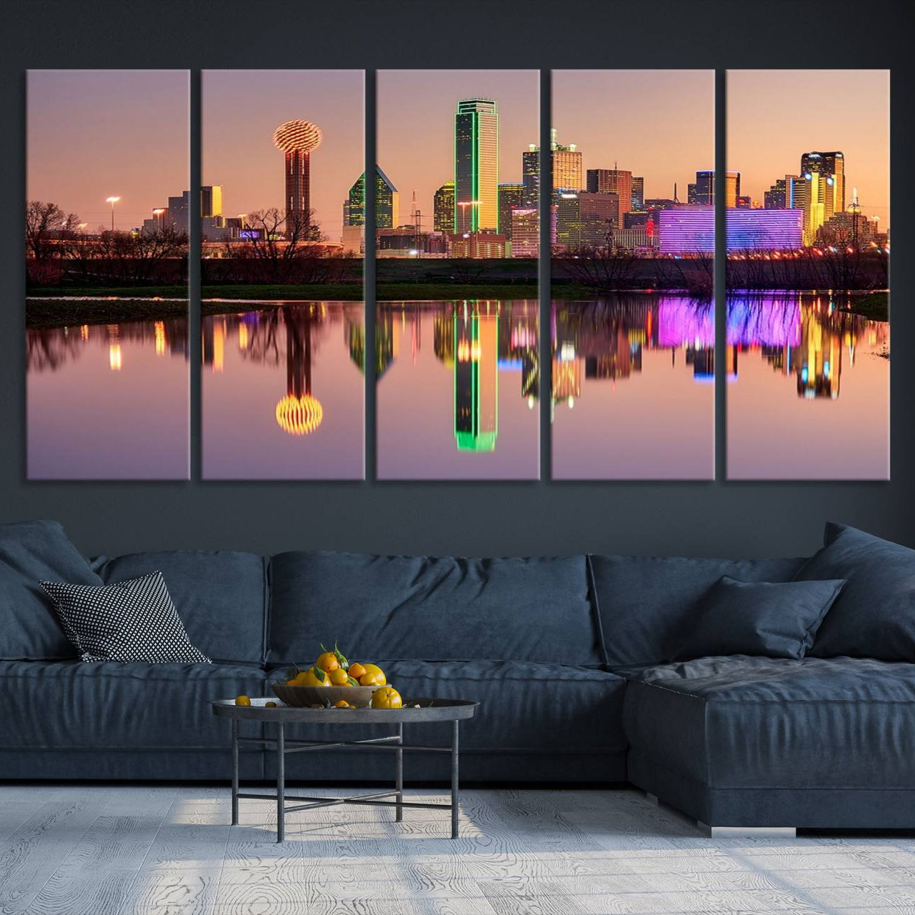 -Colorful Dallas City Lights Night Skyline Wall Art Print Dallas Cityscape Canvas Print Dallas