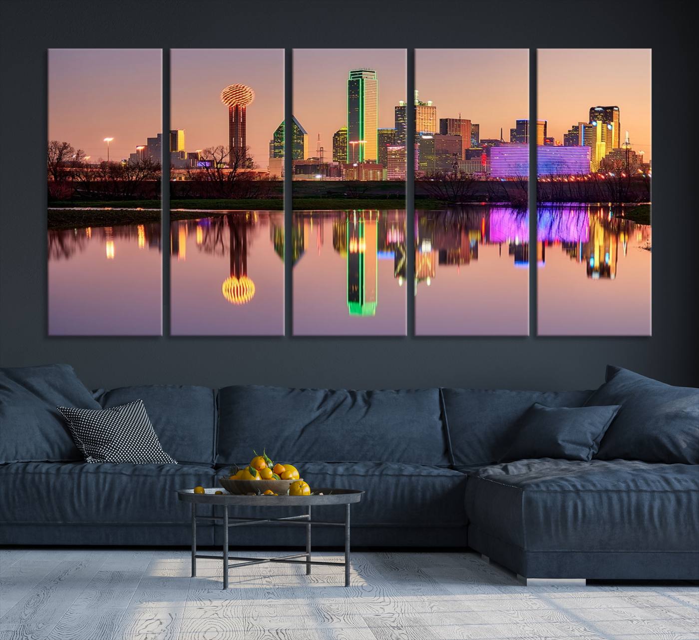 -Colorful Dallas City Lights Night Skyline Wall Art Print Dallas Cityscape Canvas Print Dallas