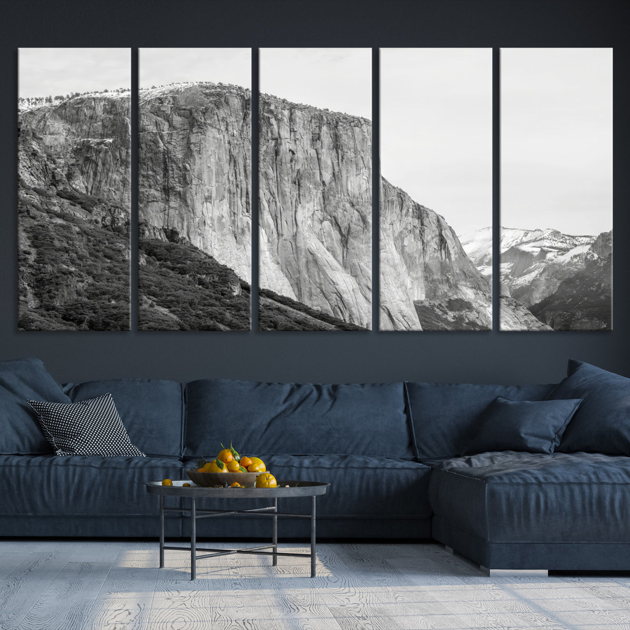 39393420-MGV-CV-36X24-El Capitan Wall Art Canvas Print – Framed Yosemite Cliff Monochrome Mountain Landscape Nature Artwork for Home Office