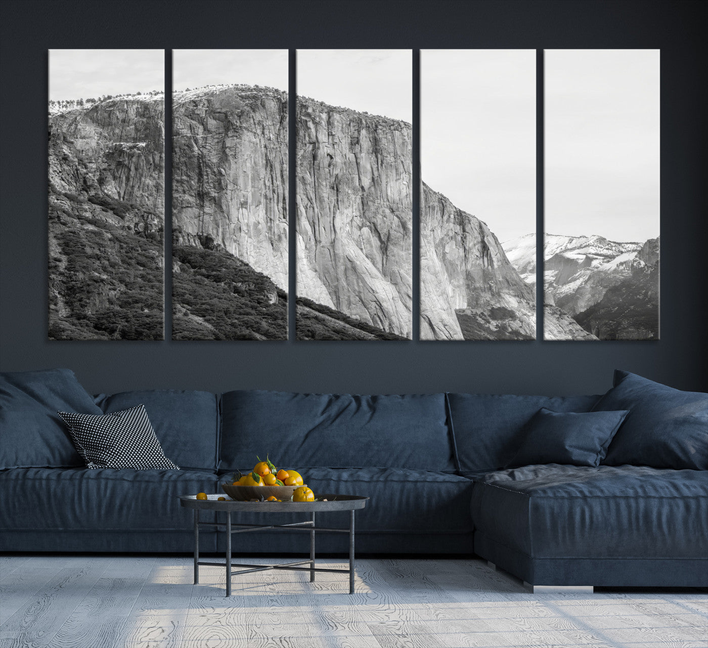 39393420-MGV-CV-36X24-El Capitan Wall Art Canvas Print – Framed Yosemite Cliff Monochrome Mountain Landscape Nature Artwork for Home Office