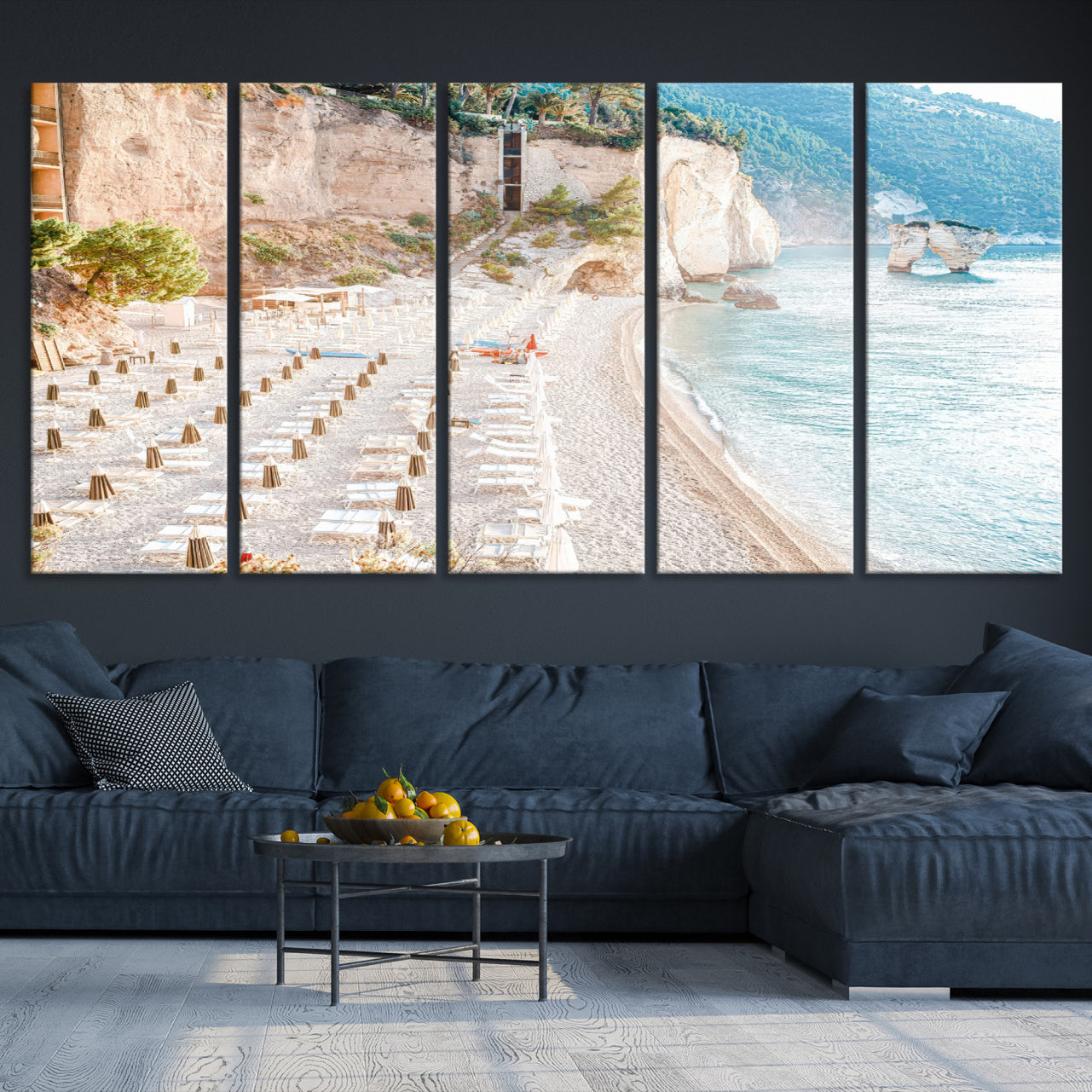 -Beach Wall Art Canvas Print, Framed Coastal Art Picture Print, Summer Shore Perfect Coastal Decor