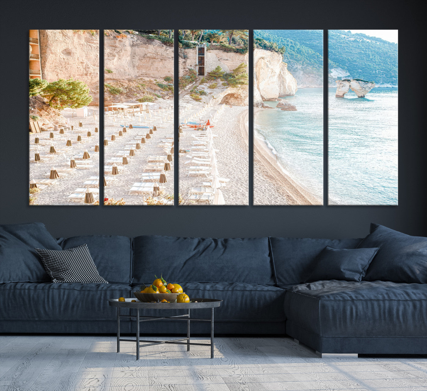 -Beach Wall Art Canvas Print, Framed Coastal Art Picture Print, Summer Shore Perfect Coastal Decor