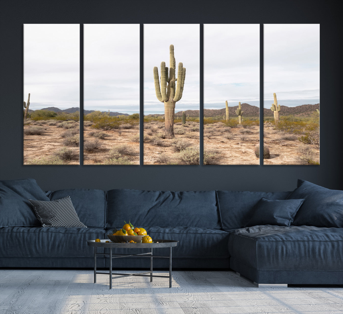 96147924-MGV-CV-36X24-Saguaro Cactus Wall Art Canvas Print – Framed Desert Landscape Minimalist Boho Nature Artwork for Home Office
