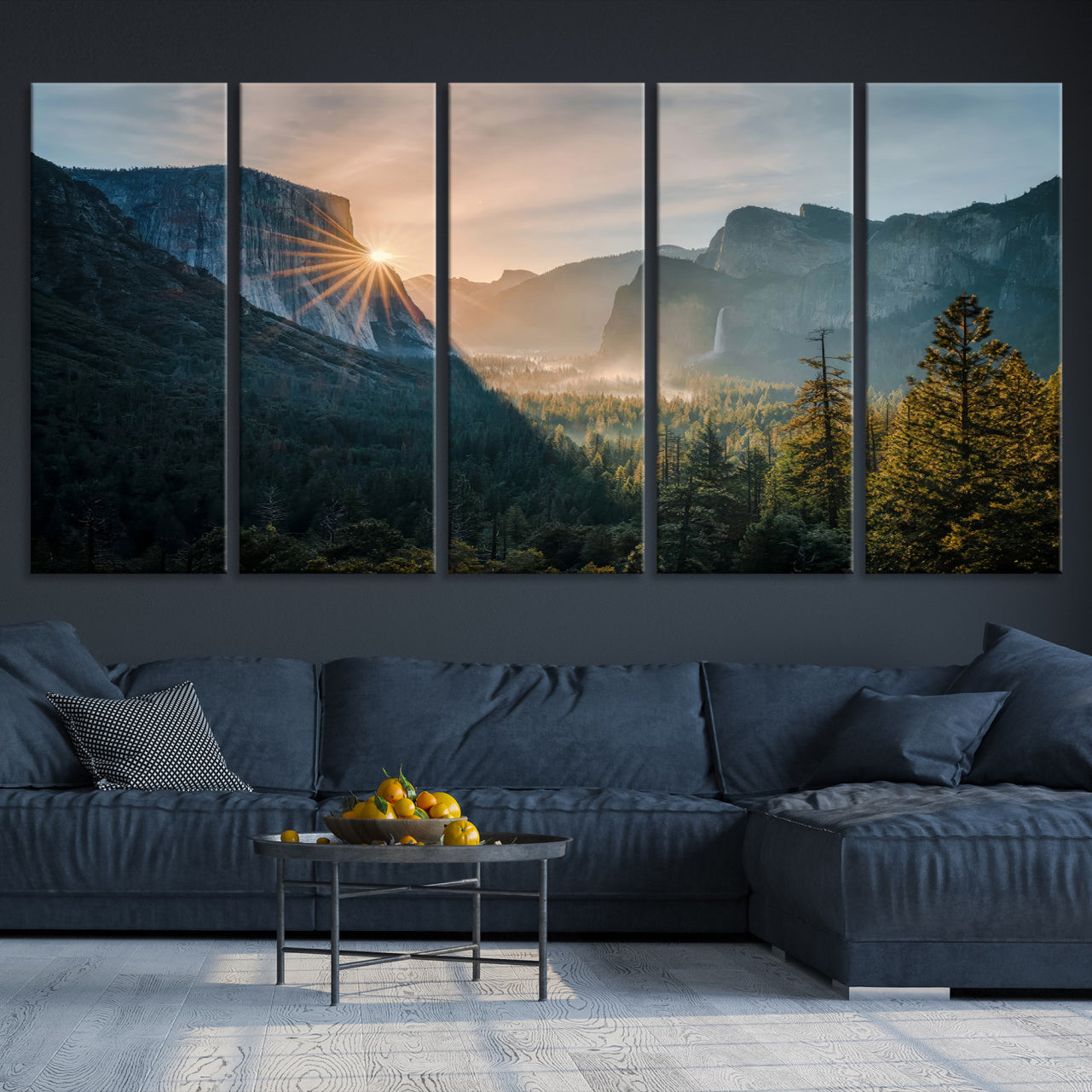 51605481-MGV-CV-36X24-Yosemite Valley Wall Art Canvas Print – Framed Mountain Landscape National Park Scenic Nature Artwork for Home Office