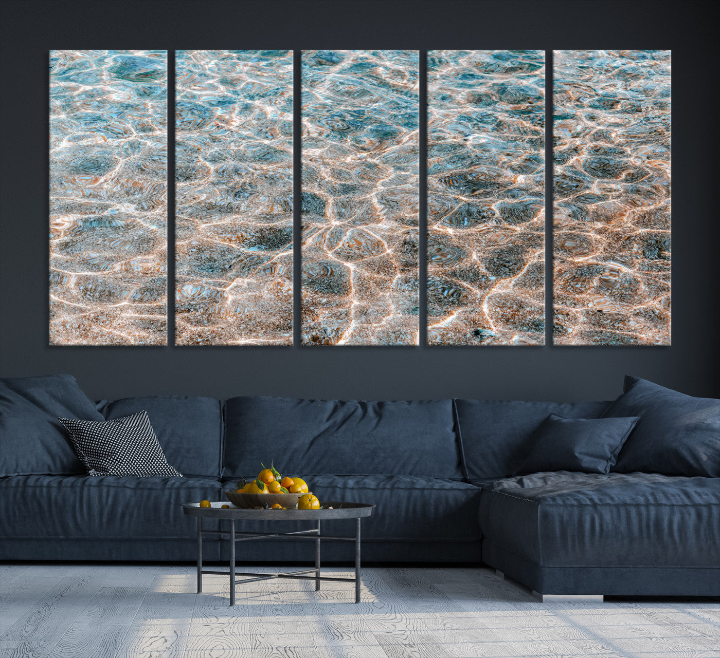 26580287-MGV-CV-36X24-Clear Water Wall Art Canvas Print – Framed Sunlit Ocean Ripples Scene Artwork for Home, Office, Living Room Decor