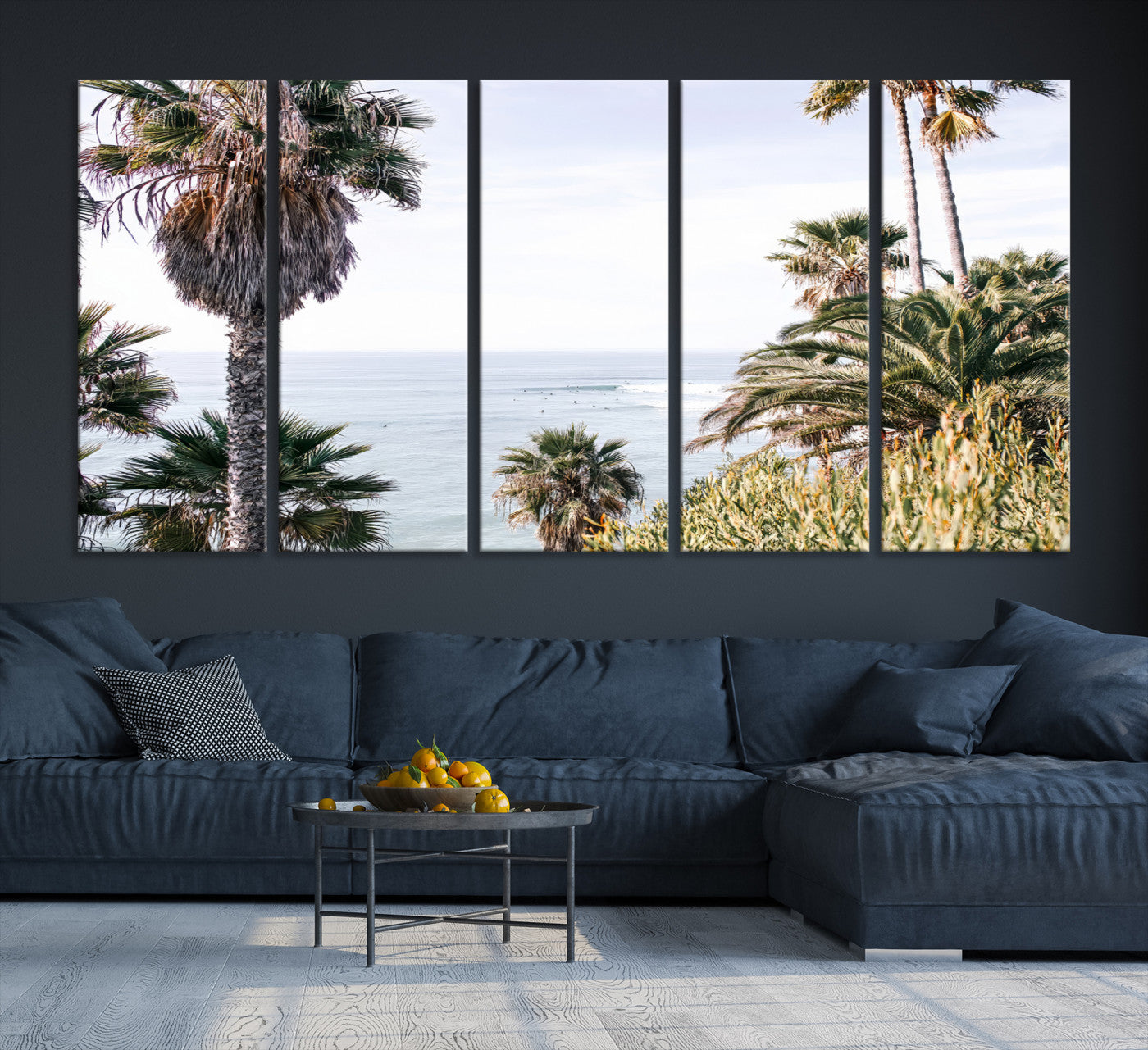 51404565-MGV-CV-36X24-Coastal Palm Trees Wall Art Canvas Print – Framed Ocean Breeze Tropical Scene Artwork for Relaxing Home, Office Decor