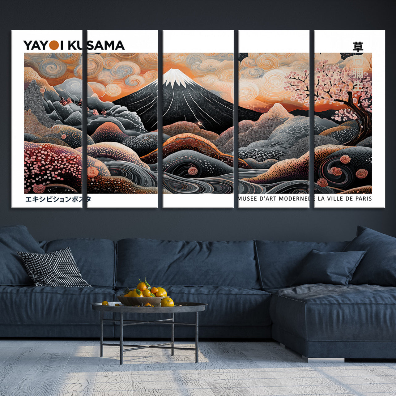 -Yayoi Kusama Wall Art Canvas Print, Framed Contemporary Dot Art Picture Print, Japanese Style