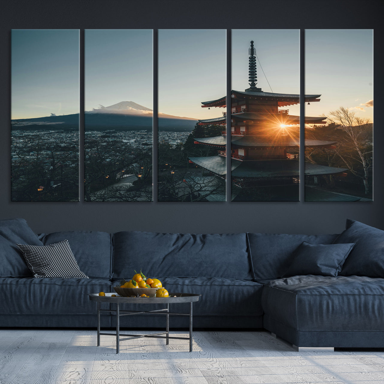 -Mount Fuji Wall Art Canvas Print Framed Japan Travel Art Chureito Pagoda Print Zen Scene for Home, Office Decor
