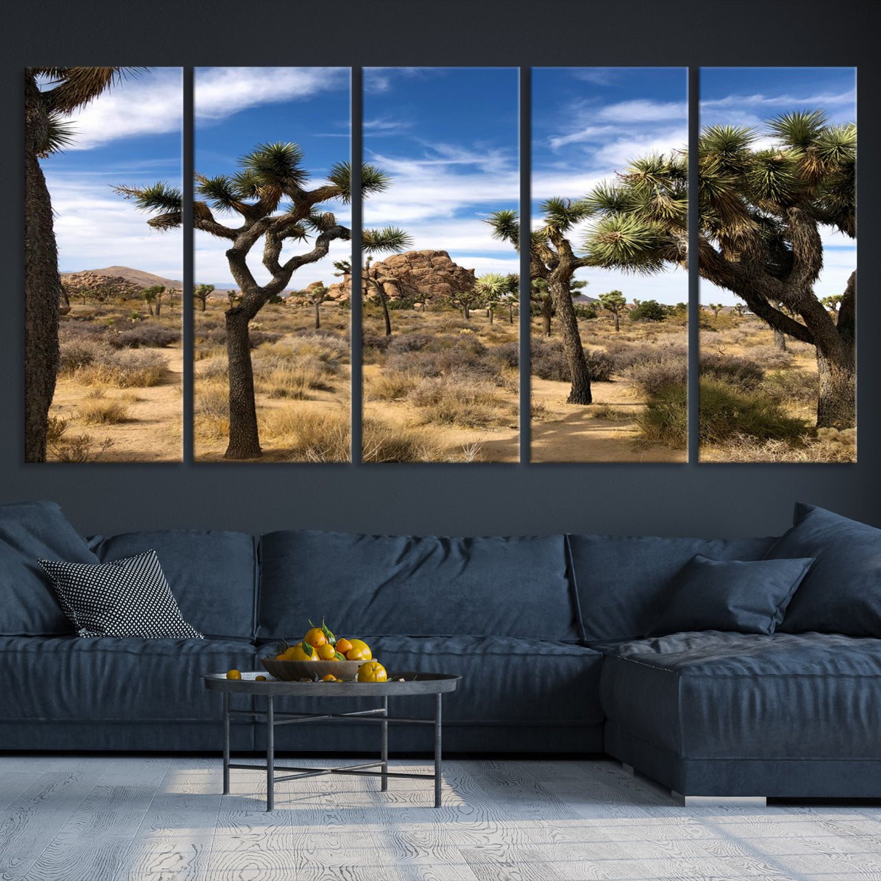 -Joshua Tree Desert Wall Art Canvas Print – Framed Southwestern Rustic Earth Tone Nature Scene Artwork for Home Office