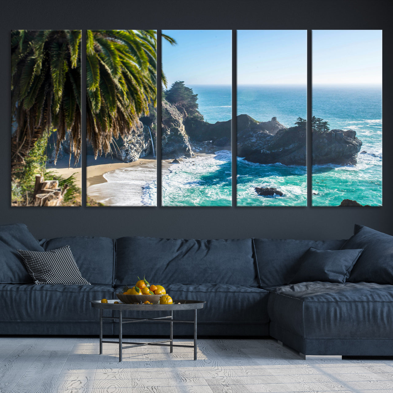 -Big Sur Wall Art Canvas Print – Framed California Coastline Tropical Ocean Photography Scenic Artwork for Home Office