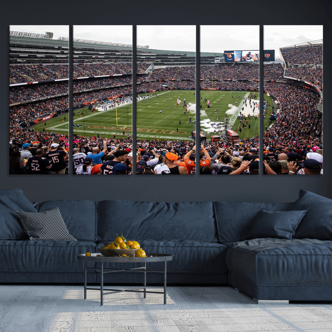 -Chicago Bears Soldier Field Wall Art Canvas Print – Framed NFL Football Stadium Action Crowd Scene for home, office