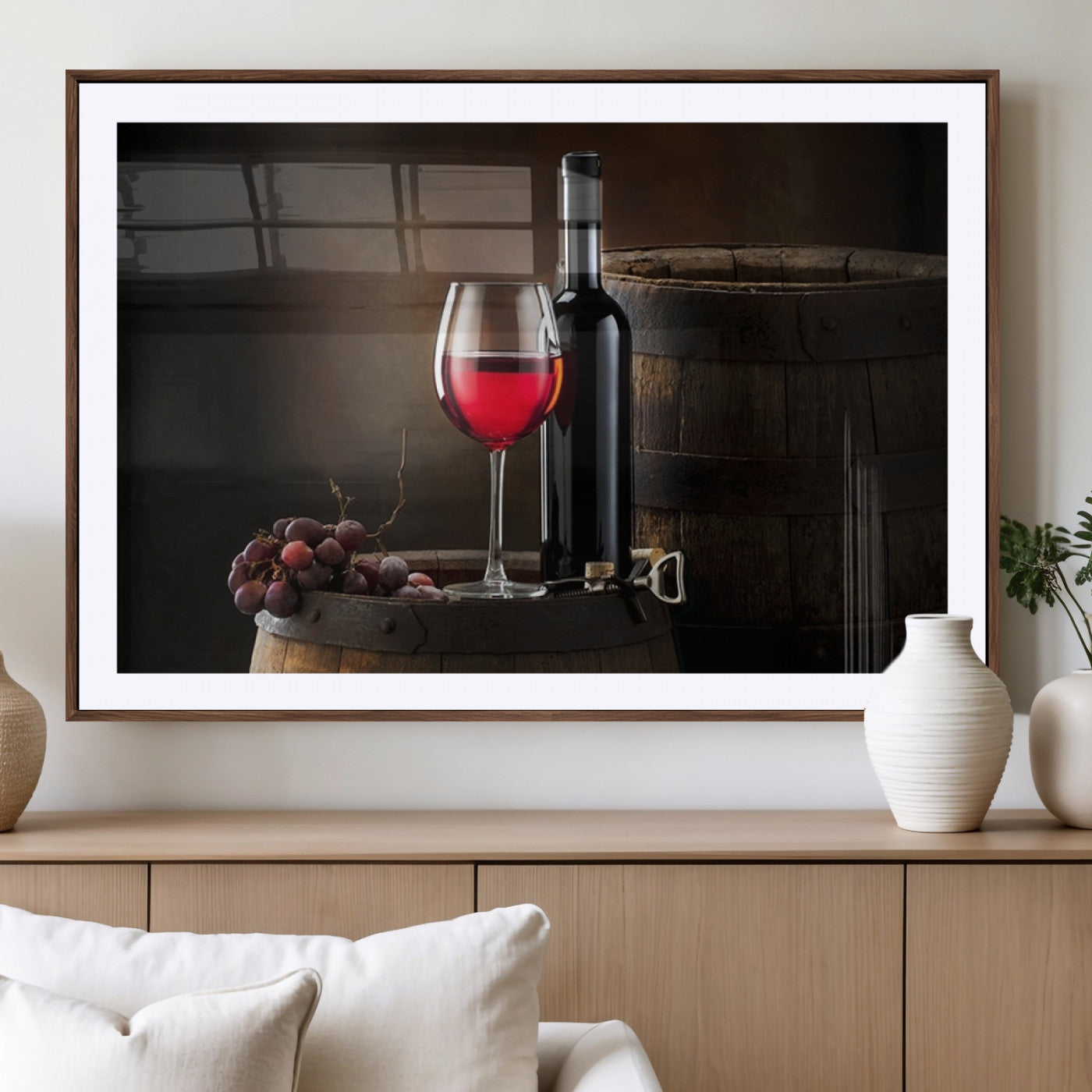 -Red Wine and Bottle Canvas Print