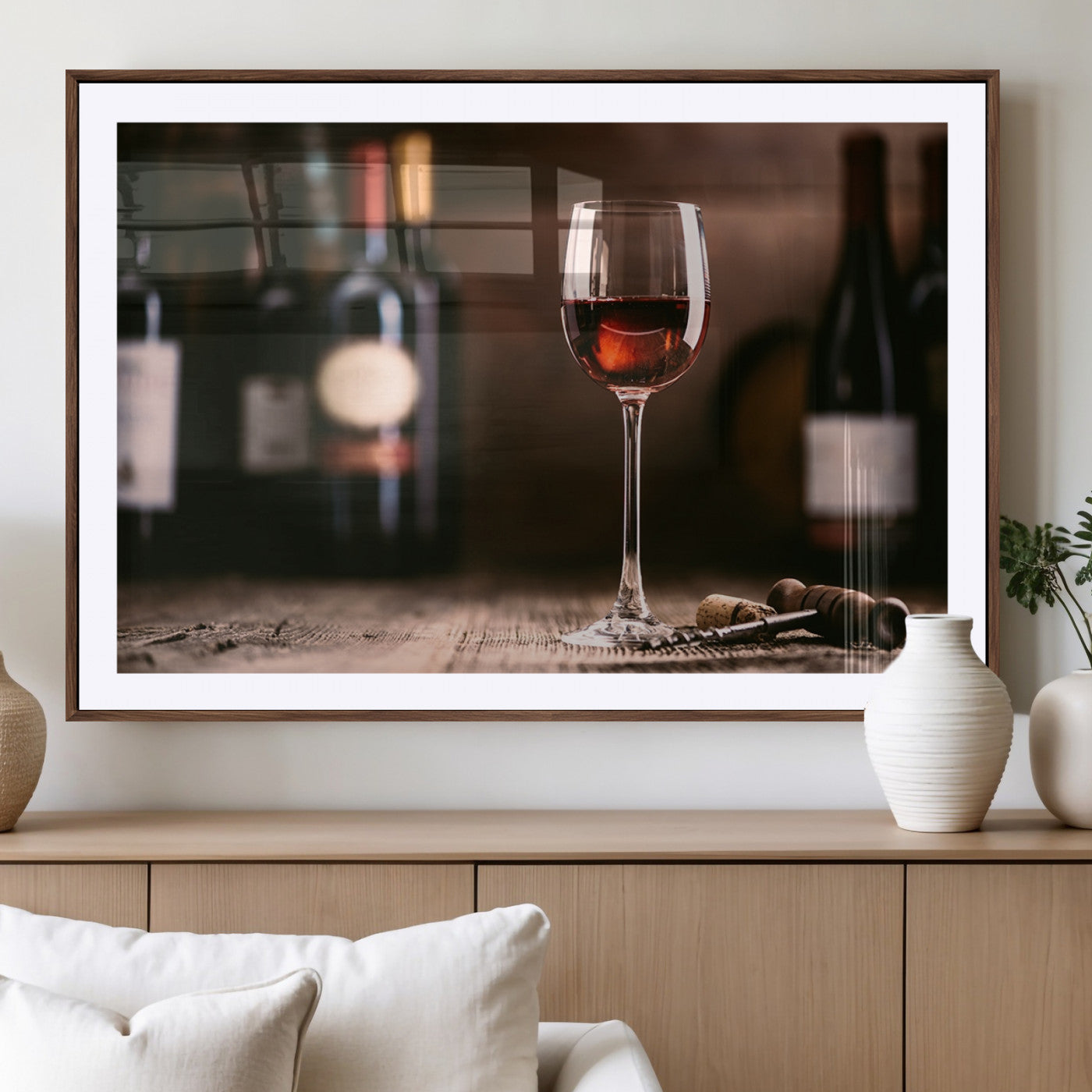 -Red Wine and Bottle Canvas Print